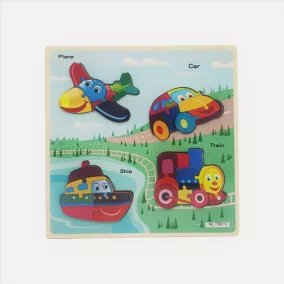   Fa ki-be rakó játék járművekkel, 4 db, 30x30 cm, PVC anyagból.