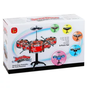   Gyerek dobkészlet cintányérral, 28x18 cm, szórakoztató játék.