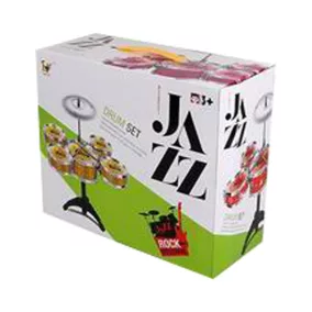   Gyerek dob készlet 5 db, 28x23 cm, ütőkkel, színes dizájn.