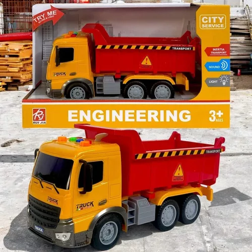 Teherautó billencs hanggal és fénnyel, 29x17 cm, lendkerekes.