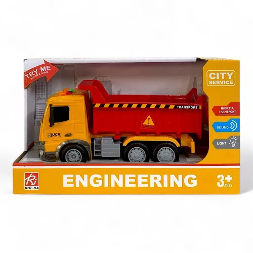 Teherautó billencs hanggal és fénnyel, 29x17 cm, lendkerekes.