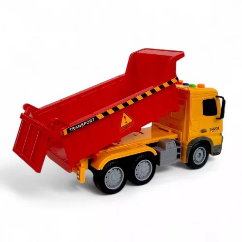 Teherautó billencs hanggal és fénnyel, 29x17 cm, lendkerekes.