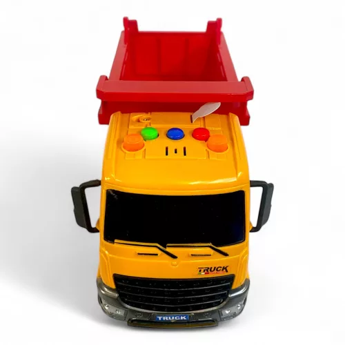 Teherautó billencs hanggal és fénnyel, 29x17 cm, lendkerekes.