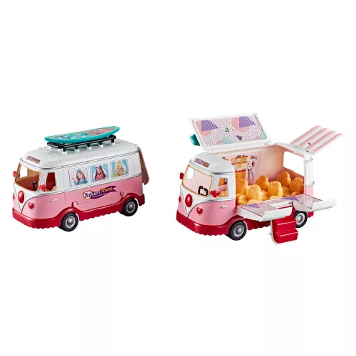 VW Busz lakóautó lendkerekes, kinyitható, 28x17 cm gyermekjáték