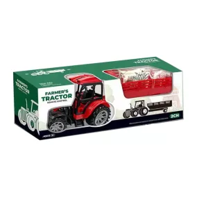   R/C traktor, el., 2 funkciós, hátul utánfutó, állatok, 3 szín, 34x12 cm dob.