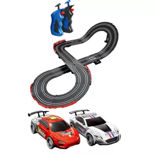 Távirányítós autópálya készlet 2 autóval és USB csatlakozóval.