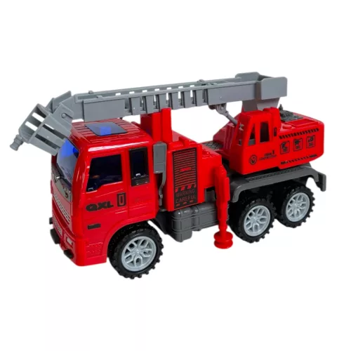 Tűzoltó autó, lend., kosaras, 17 cm, 22x13+ cm zacsk.