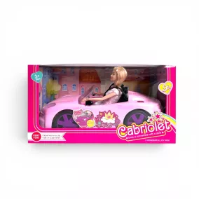 Autó, Barbie babához + baba, vékony, 35x18 cm dob.