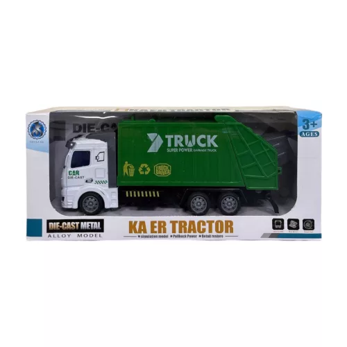 Fém teherautó: kukás, konténerszállító, tartályos játék.