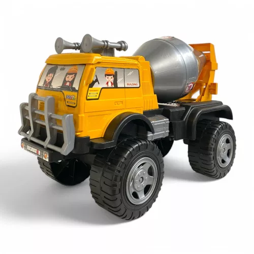 Szabadonfutó betonkeverő teherautó, 23x43 cm méretben.