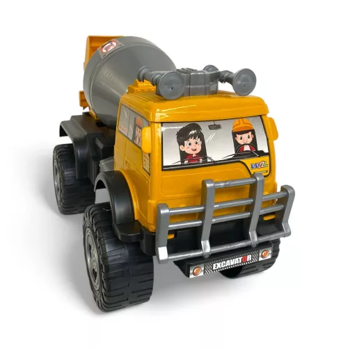 Szabadonfutó betonkeverő teherautó, 23x43 cm méretben.