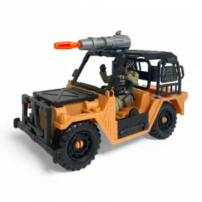   Katonai játékautó, 27x18 cm, strapabíró és részletgazdag.