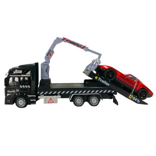 Fém autószállító klt., + fém autó, 4 szín, 26x11 cm dob.