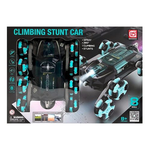 R/C autó el., vil., fullfunkció, lépcsőn megy, 360 fok vízgőzös, 2 szín, 36x26 cm dob.