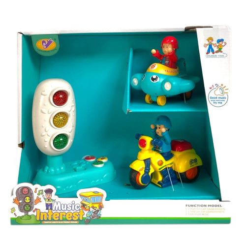 Bébi jármű klt., el., hang+ fény, motor, repülőgép,+ jelzőlámpa, 2 szín, 20x23 cm dob.
