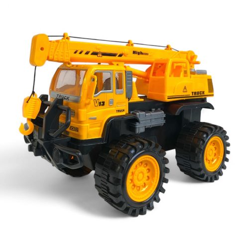Teherautó munkagépes lendkerekes játék, 30x23 cm méretben.