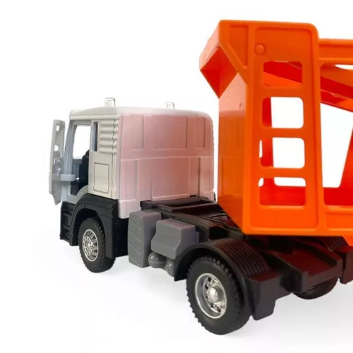 Fém autószállító 3 autóval, 31x11 cm, hátrahúzós modell.