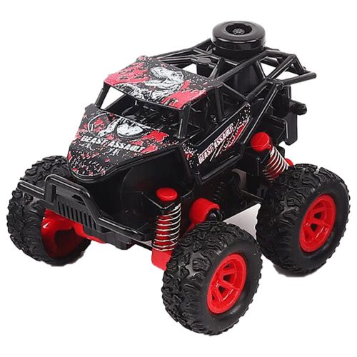 Autó, hátrahúzós, 4x4, big foot, hegyen-völgyön, szöcske, 9x6 cm, 12/disp.