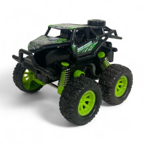 Autó, hátrahúzós, 4x4, big foot, hegyen-völgyön, szöcske, 9x6 cm, 12/disp.