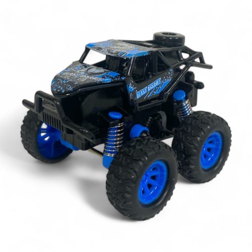 Autó, hátrahúzós, 4x4, big foot, hegyen-völgyön, szöcske, 9x6 cm, 12/disp.