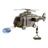 Katonai helikopter: hang, fény, projektor, 24x15 cm-es méret.