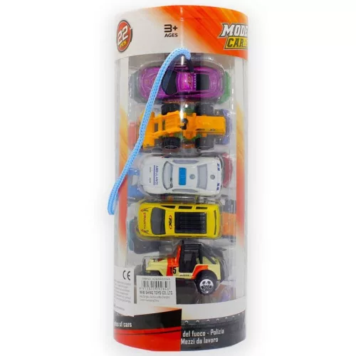 Fém autó készlet, 14 db, terepmintás, 11x28 cm, PVC dobozban.