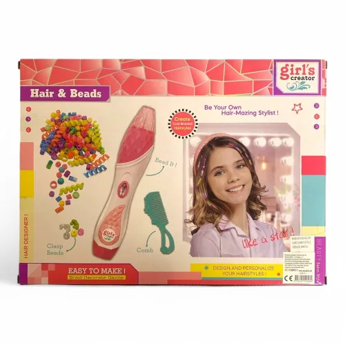 Hajdekoráló készlet gyöngyökkel és fonó eszközzel, 38x28 cm.