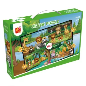   Vadállatos 4 az 1-ben puzzle készlet, 24-60 darabos képek.