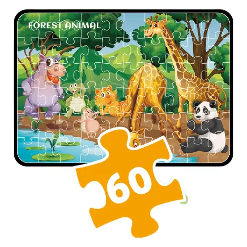 Vadállatos 4 az 1-ben puzzle készlet, 24-60 darabos képek.