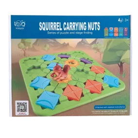   Puzzle pálya építő készlet, mókus hátrahúzós, 30x26 cm