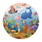 Puzzle tengeri állatokkal, 128 db-os, kör alakú, 23x20 cm