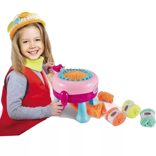 Kötő készlet: kézi kötőgép fonallal, 29x29 cm-es méretben.