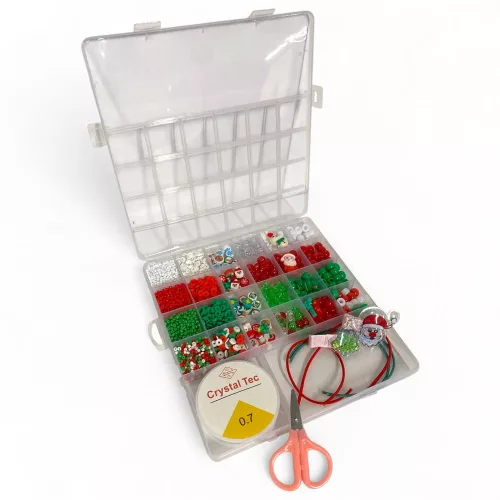 Gyöngykészlet karkötőkhöz, 24 szín, 20x20 cm, kreatív szett.
