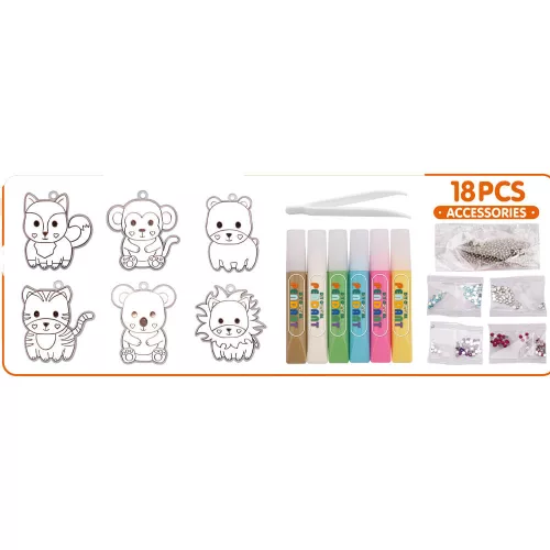 Vadállatos ablak dekoráció készlet, 6 figura, 4 filctollal.