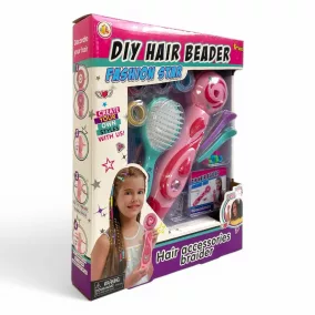   Hajdekoráló készlet: fonó eszköz, kefe, hajgumik - kreatív frizurákhoz.