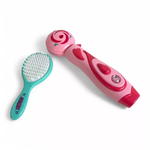 Hajdekoráló készlet: fonó eszköz, kefe, hajgumik - kreatív frizurákhoz.