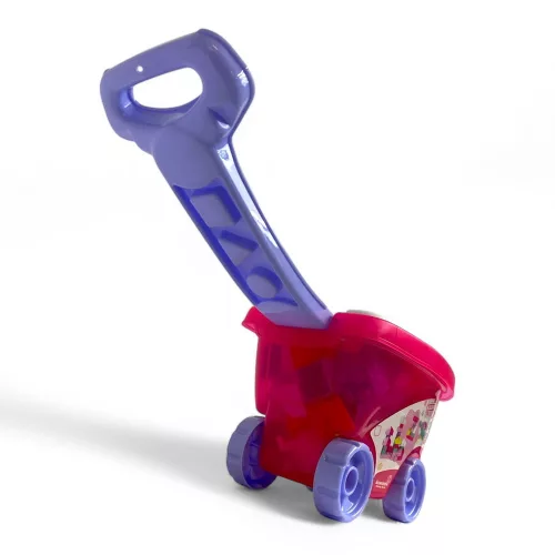 Építőkocka készlet húzós kocsival, 55 db, 25x17 cm.