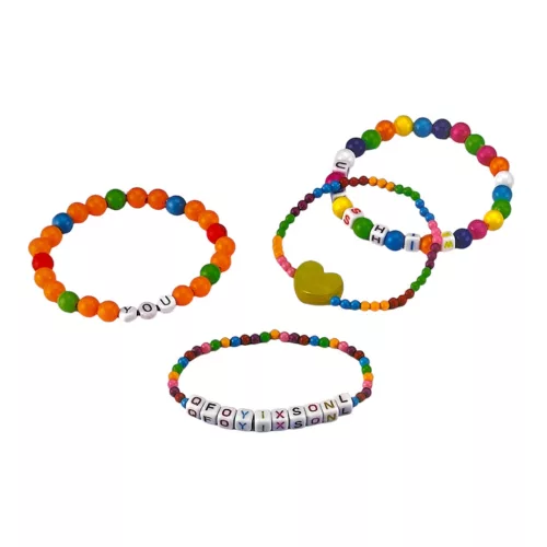 Gyöngy klt., betűs, karkötő készítő, 23x23 cm dob.