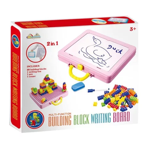 Mágneses tábla vasporral, 2 az 1-ben építőkészlet, 27x24 cm.