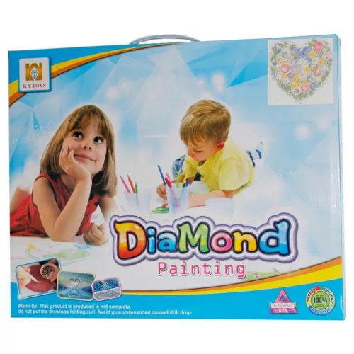 Gyémánt kirakó készlet, virágos szív, 40x40 cm, dobozban.