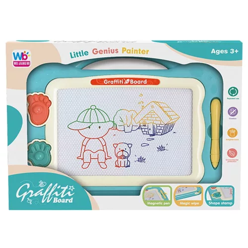 Színes mágneses tábla, vasporos, 30x22 cm, kreatív játék.