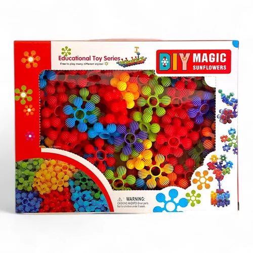 Bordázott virág építőkészlet, 72 db, kreatív játék gyerekeknek.