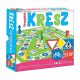 KRESZ oktató társasjáték, 22x22x4 cm, tanulás és szórakozás.