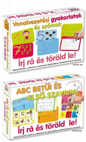 Vonalvezetési gyakorlatok: írható és törölhető táblák.