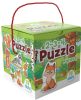 Vegyes 2-4 db-os puzzle szett, 11x11x11 cm, színes dobozban.