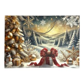 Papírtasak, ajándék, havas táj, XM, 49x35 cm