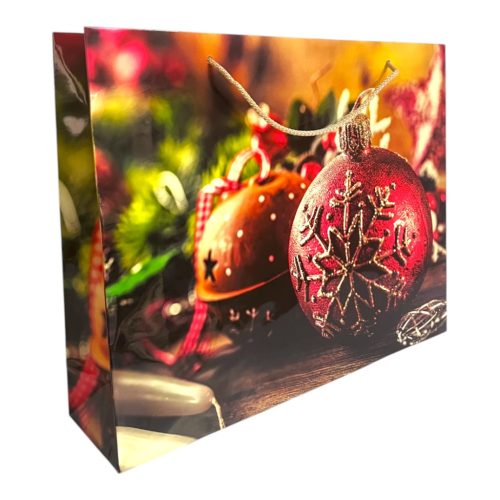 Papírtasak, piros, arany, XM, 37x29 cm