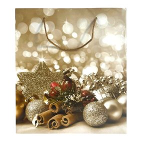 Papírtasak, fahéj, díszek, XM, 26,5x30 cm