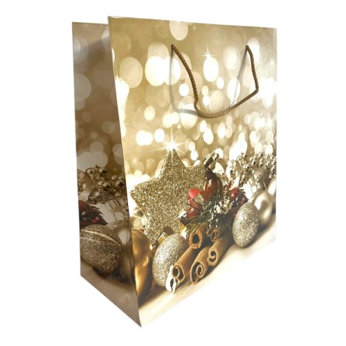 Papírtasak, fahéj, díszek, XM, 26,5x30 cm