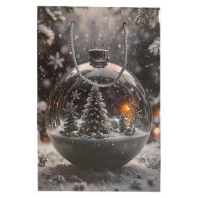 Papírtasak, gömb dísz karácsonyfával, XM, 16x23 cm